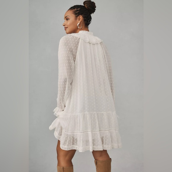 Anthropologie - Long-Sleeve V-Neck Ruffled Tunic Dress - Size Small NEW!! - Picture 6 of 16